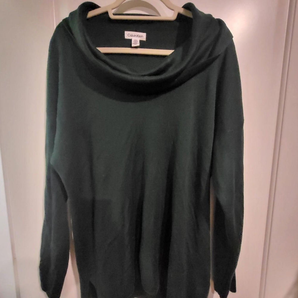 Calvin Klein Women's Dark Green Cowl Neck Sweater